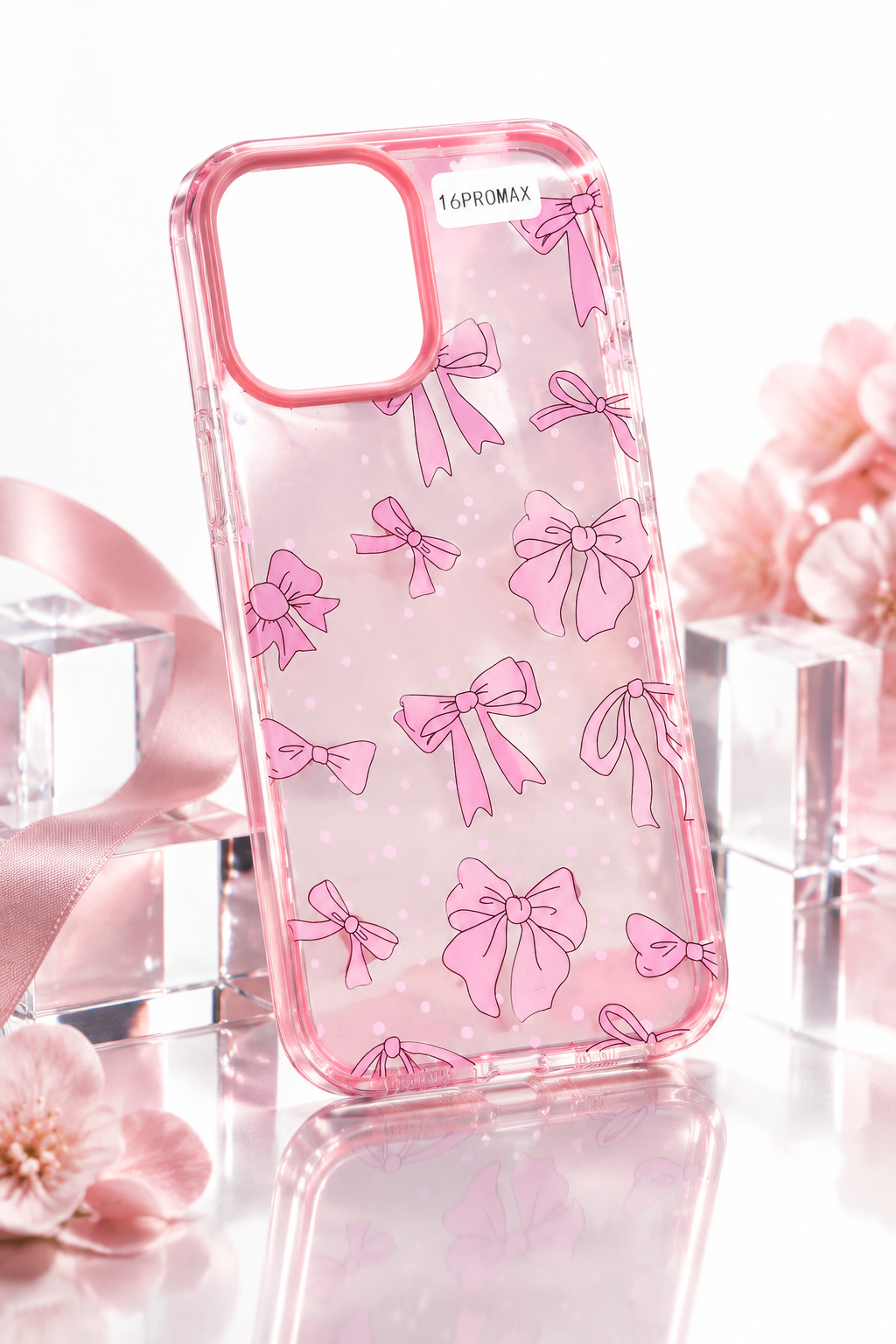 Coque transparente pour iPhone à motifs roses