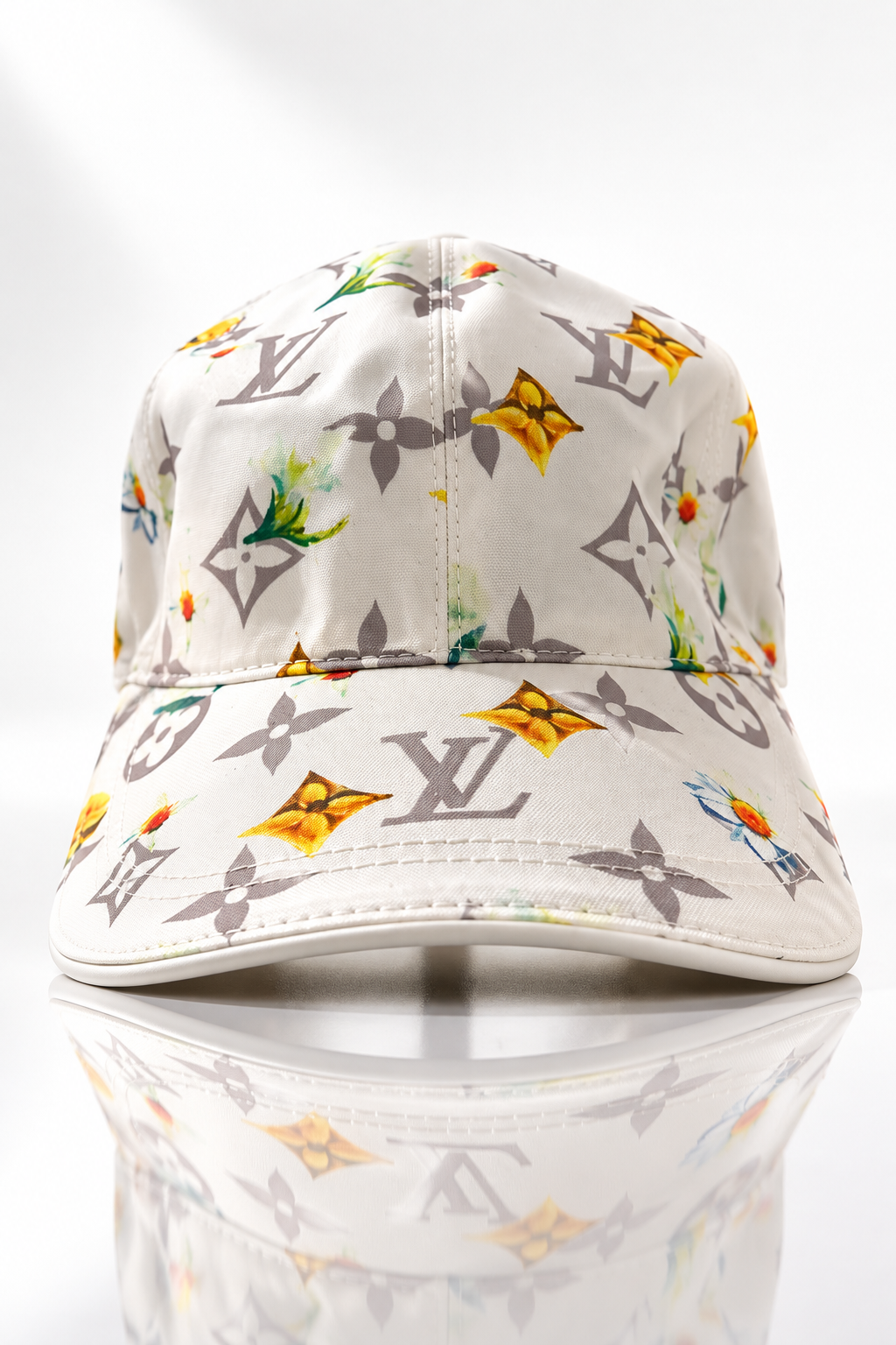 Casquette Louis Vuitton blanche à monogramme floral