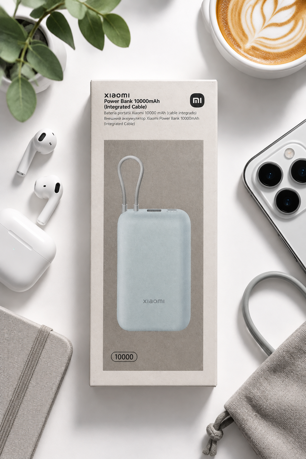 Batterie externe Xiaomi 10 000 mAh avec câble USB-C intégré