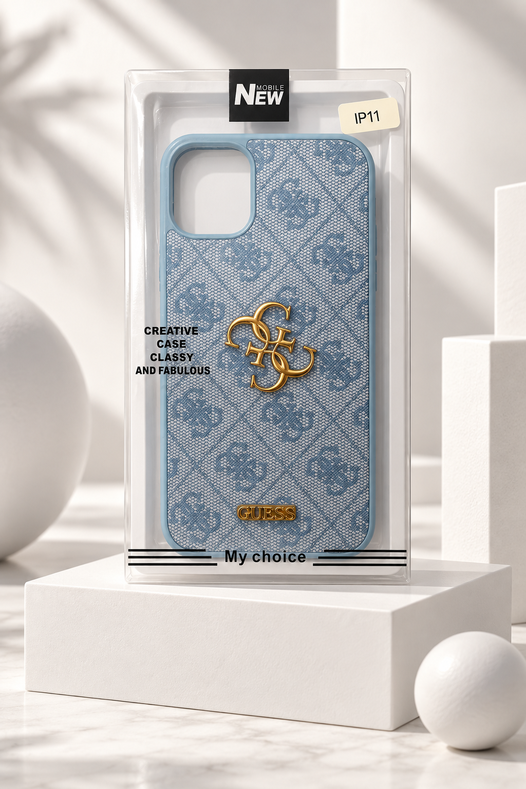 Coque Guess pour iPhone à monogrammes et détails dorés